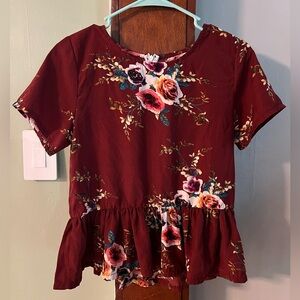 Peplum style burgundy shirt